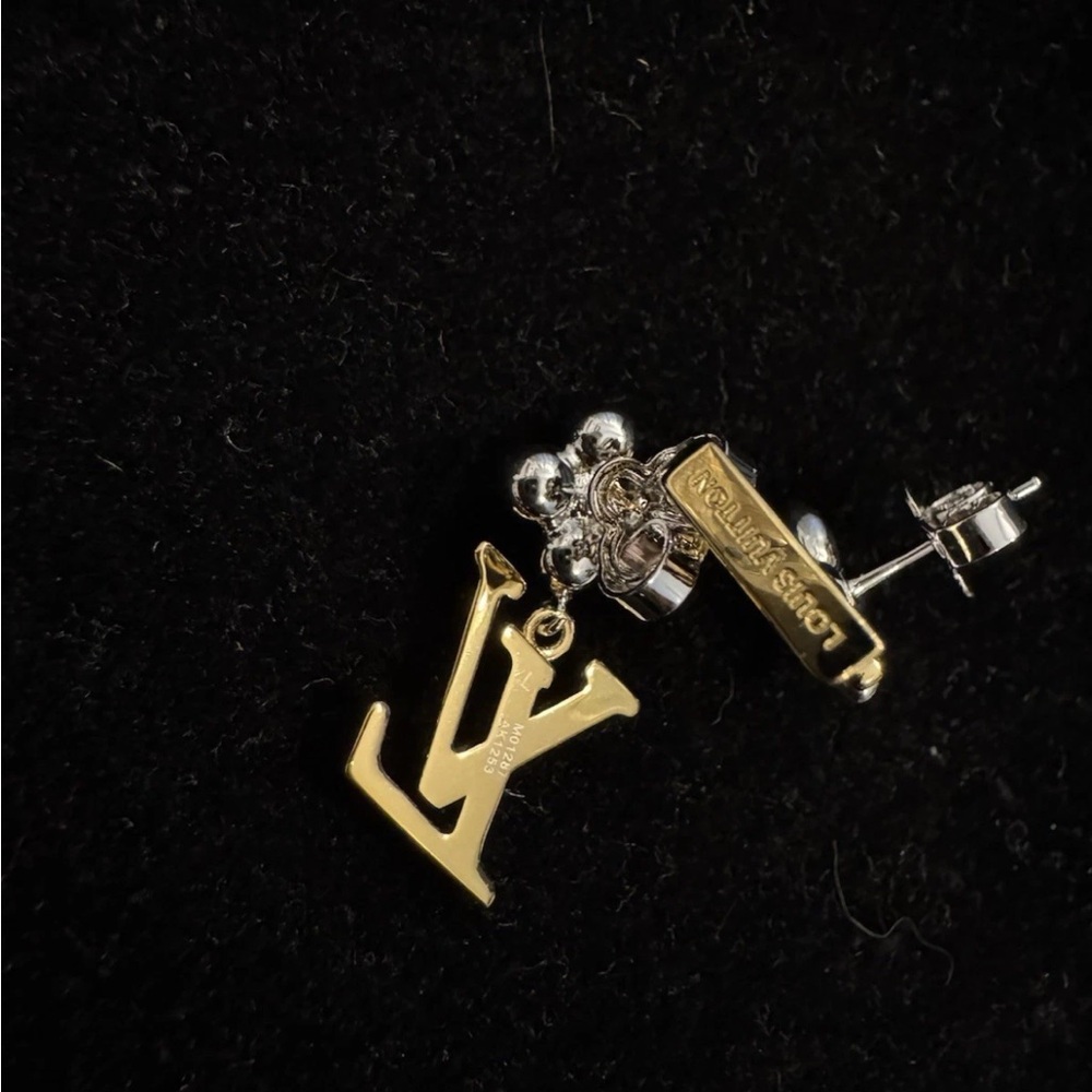Louis Vuitton Gold and Silver Logo Earrings M01287 AK1253 - Picture 2 of 7